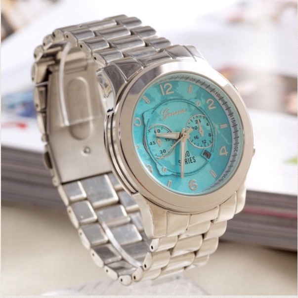 Silver Watch With Turquoise Dial  Womens Fashion Bracelet Watch
